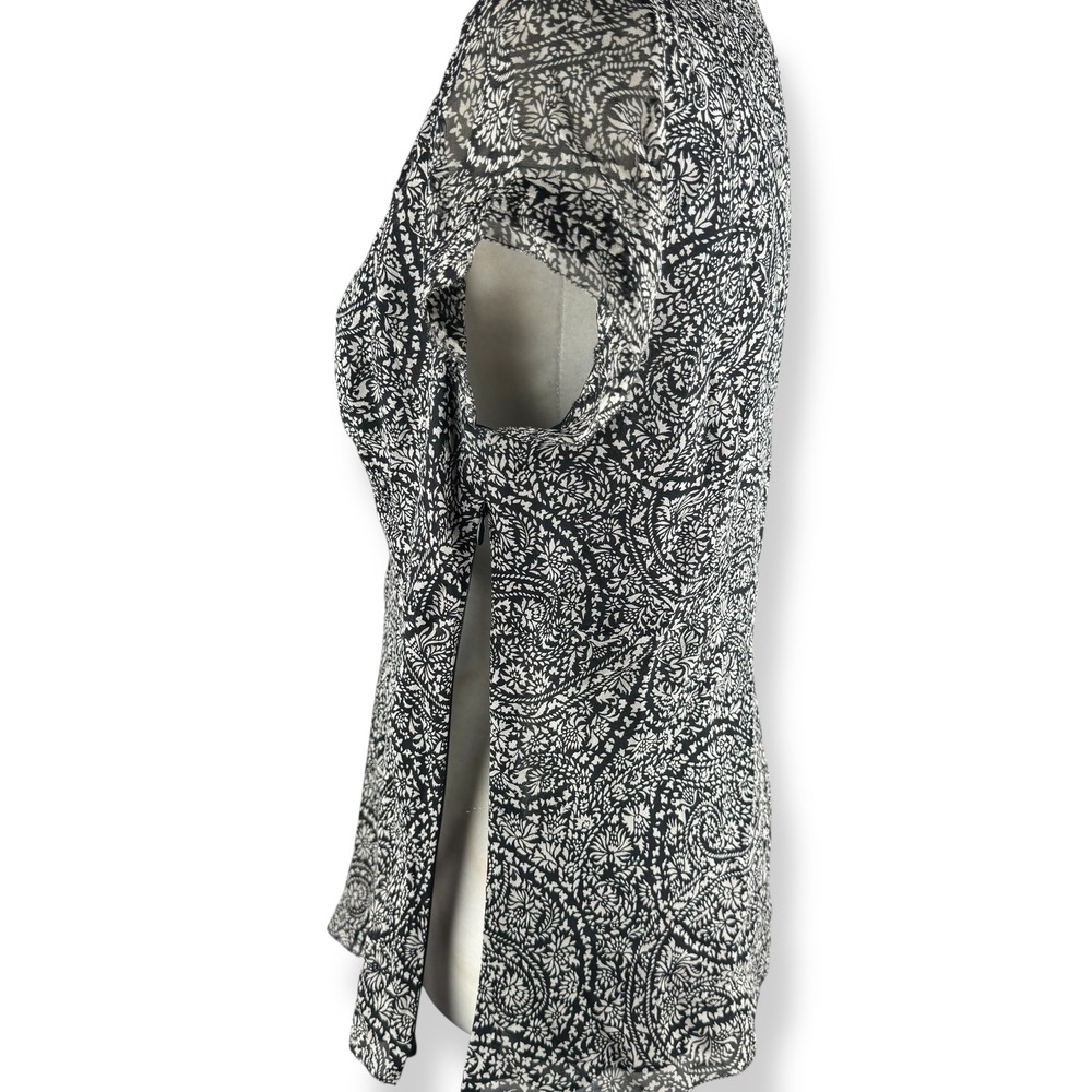 Womens 100% Silk Babydoll Top Size 10 Romantic Peasant Paisley Feminine Blouse - Picture 3 of 12